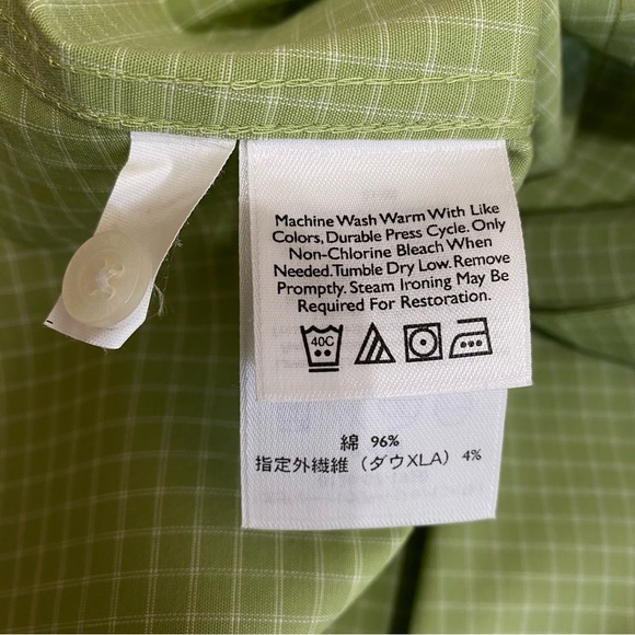 Eddie Bauer Wrinkle-Resistant Y2K Sage Grid Plaid Fitted Button Down - Picture 6 of 7